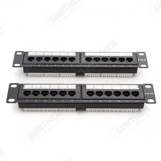 12 Port Cat6 Cat5 RJ45 Patch Panel Ethernet Network Rack Wall Mounted Bracket