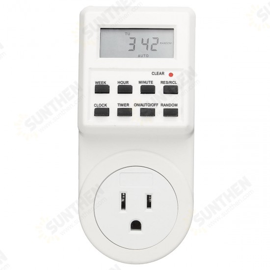 120V Digital Programmable 12/24 Hour Timer LCD Plug-in Wall Socket Switch Energy-saving