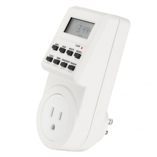 120V Digital Programmable 12/24 Hour Timer LCD Plug-in Wall Socket Switch Energy-saving