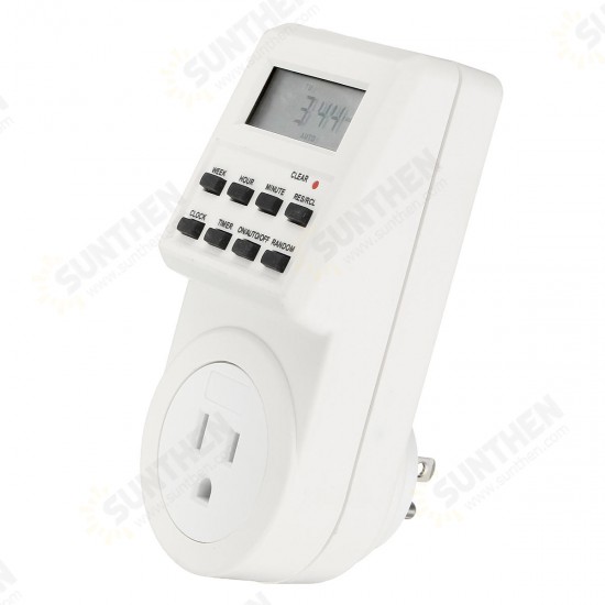 120V Digital Programmable 12/24 Hour Timer LCD Plug-in Wall Socket Switch Energy-saving