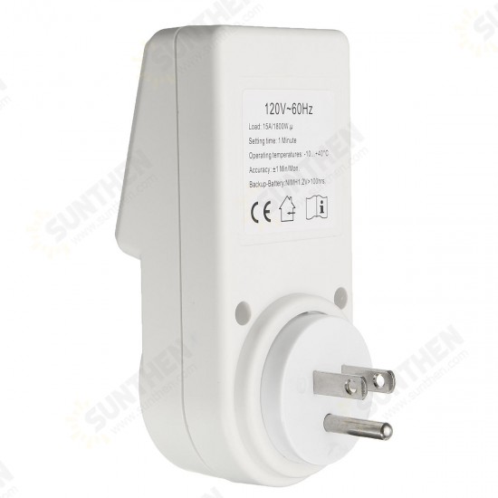 120V Digital Programmable 12/24 Hour Timer LCD Plug-in Wall Socket Switch Energy-saving