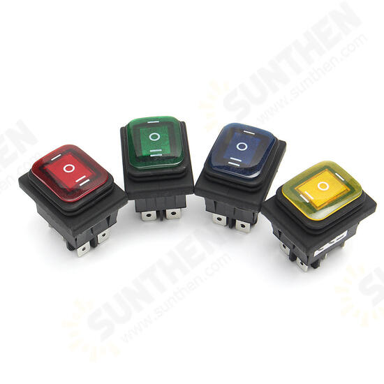 12V 16A 6Pin Waterproof Rocker Switch With Lamp Light Momentary