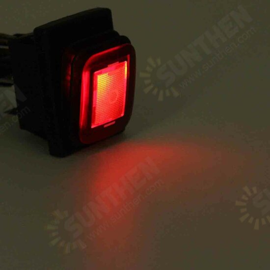 12V 16A 6Pin Waterproof Rocker Switch With Lamp Light Momentary