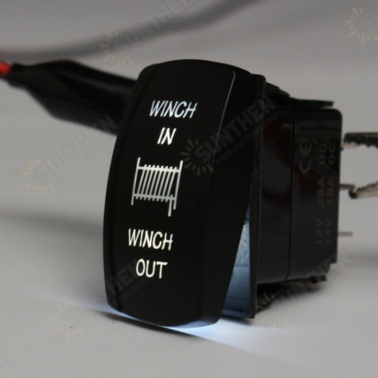 12V 20A 7Pin LED Light Laser Rocker Switch Momentary Rocker Switch Winch In Out ON/OFF