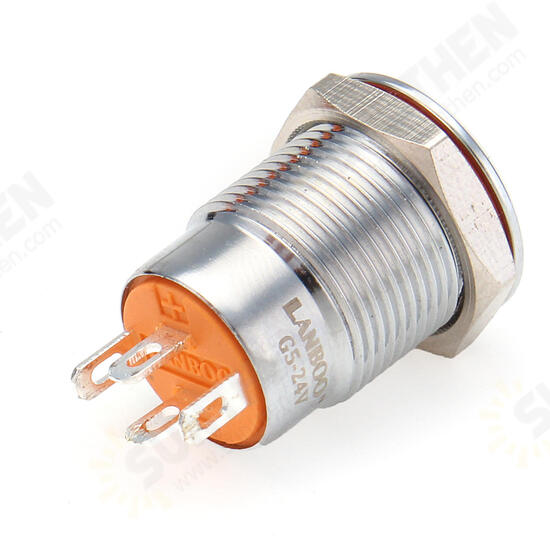 12V-24V 4Pin 12mm Metal ON/OFF LED Push Button Switch Wiring Harness Switch Self-Locking Waterproof