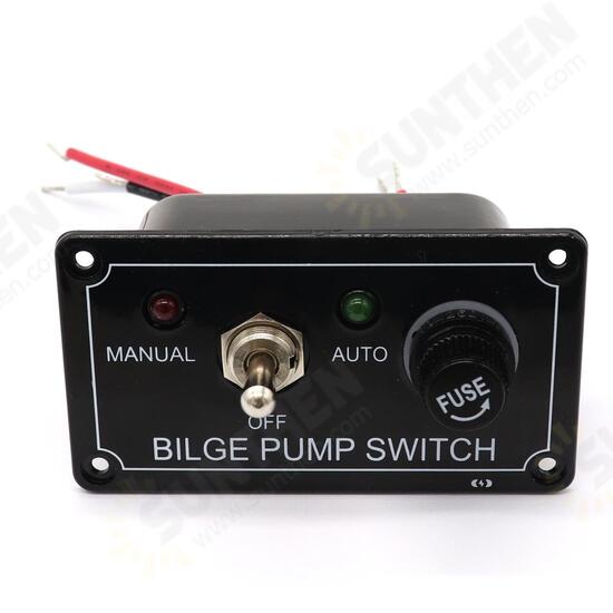 12V LED Indicator Bilge Pump Switch Panel Housing 3 Way Panel Manual / Off / Auto RV Marine Boat