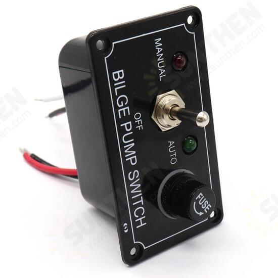 12V LED Indicator Bilge Pump Switch Panel Housing 3 Way Panel Manual / Off / Auto RV Marine Boat