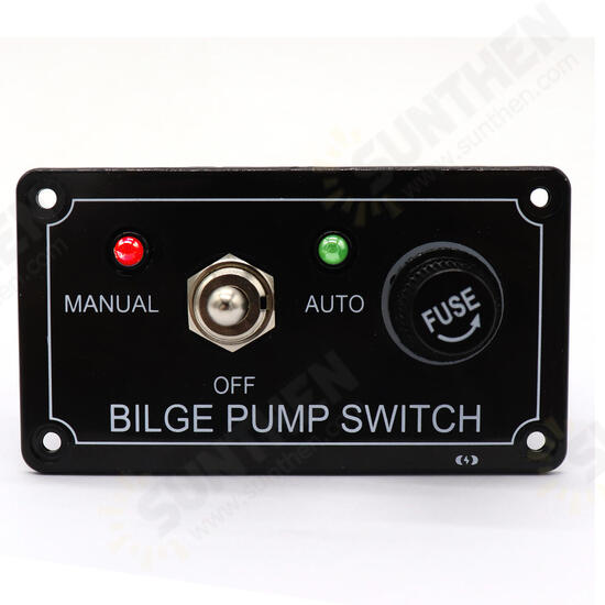 12V LED Indicator Bilge Pump Switch Panel Housing 3 Way Panel Manual / Off / Auto RV Marine Boat