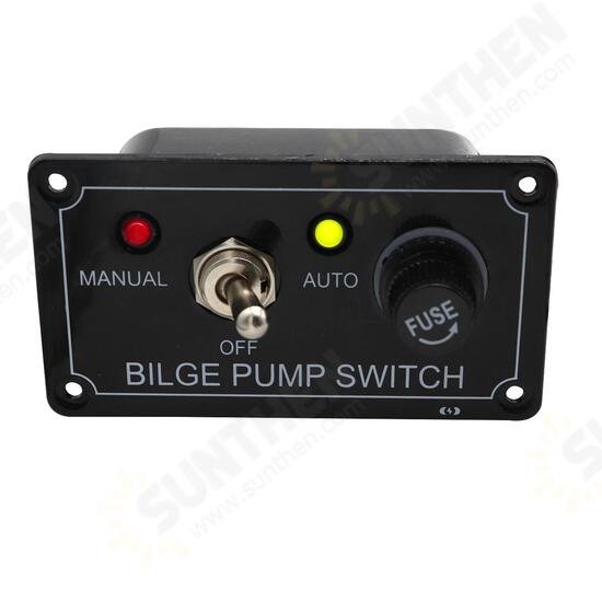 12V LED Indicator Bilge Pump Switch Panel Housing 3 Way Panel Manual / Off / Auto RV Marine Boat