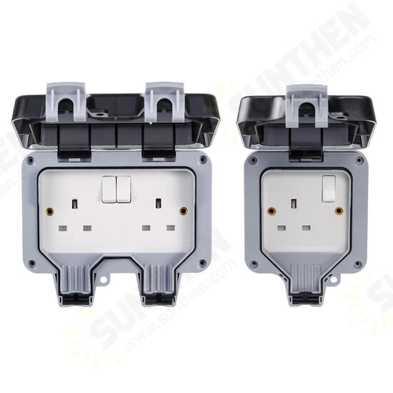 13A Waterproof Double Socket Plug Socket Box Electronic Switch Module Socket with Installation Accessories 13A Waterproof Double Socket Plug Socket Box Electronic Switch Module Socket with Installation Accessories