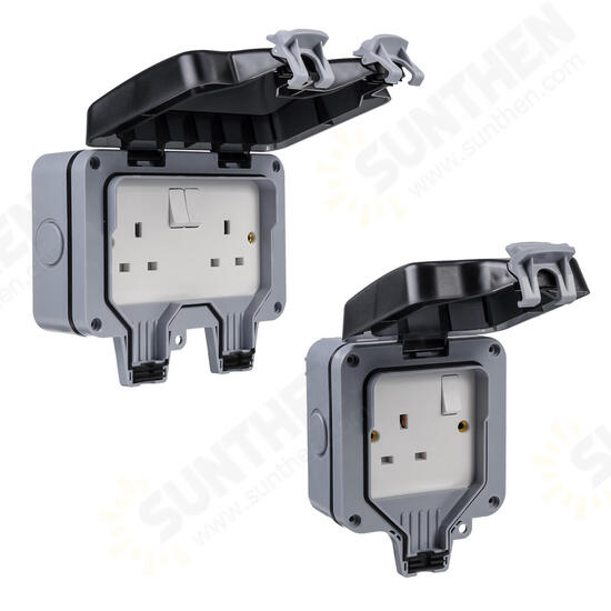 13A Waterproof Double Socket Plug Socket Box Electronic Switch Module Socket with Installation Accessories 13A Waterproof Double Socket Plug Socket Box Electronic Switch Module Socket with Installation Accessories