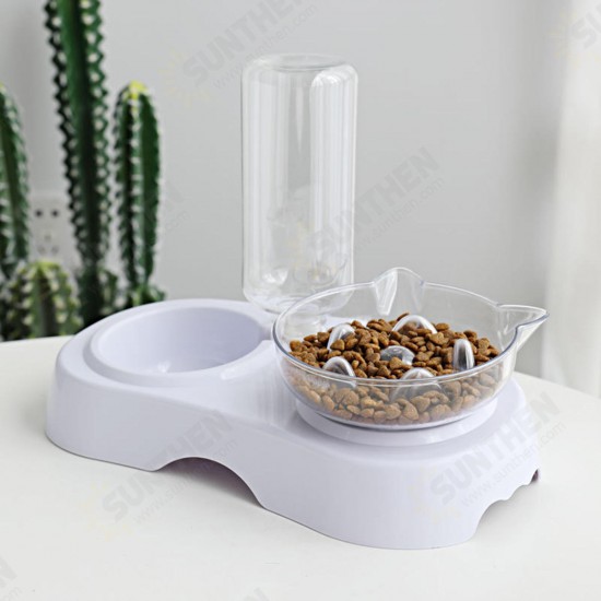 15 Degrees Incline Oblique Pet Cat Dog Bowl Detachable Cat Ears Shape Drinking Eating Feeding Bowl