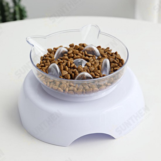 15 Degrees Incline Oblique Pet Cat Dog Bowl Detachable Cat Ears Shape Drinking Eating Feeding Bowl