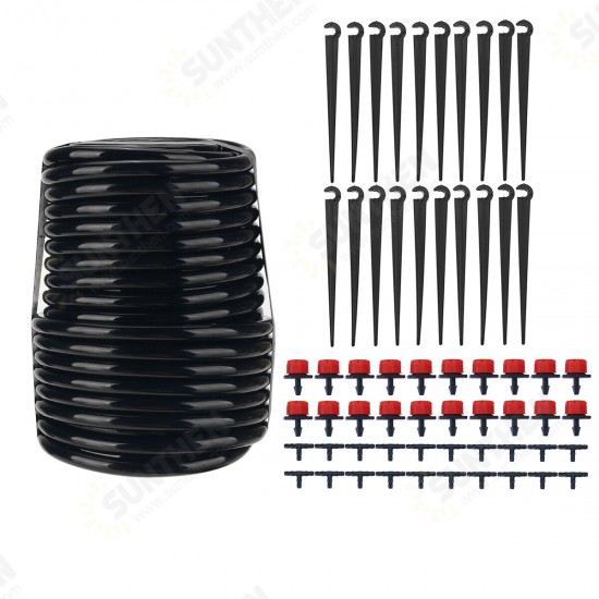 15/25M Adjustable Water Flow Irrigation Drippers Nozzle Barb Connector Kits Set Garden