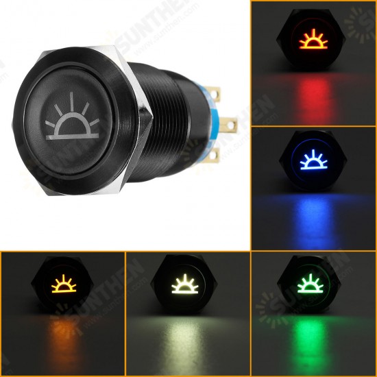 19MM Push Button Switch 12V LED Self Lock Switch IP65 Waterproof Metal On-Off Switch