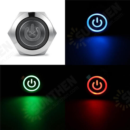 19mm 5Pin Metal Self-locking Switch 3V Red LED ON-OFF Push Button Switch With Wire Waterproof