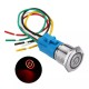 19mm 5Pin Metal Self-locking Switch 3V Red LED ON-OFF Push Button Switch With Wire Waterproof