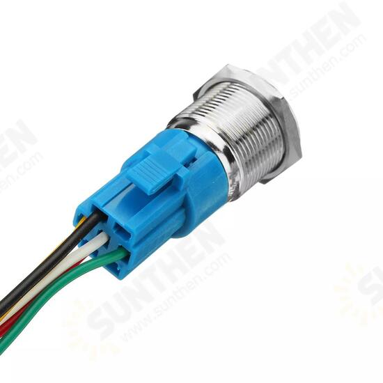 19mm 5Pin Metal Self-locking Switch 3V Red LED ON-OFF Push Button Switch With Wire Waterproof