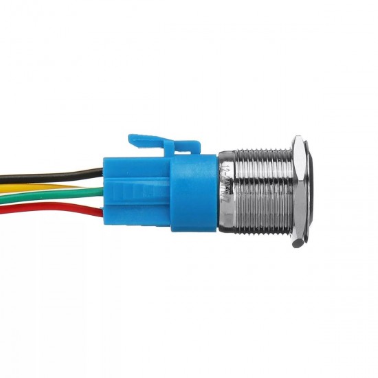 19mm 5Pin Metal Self-locking Switch 3V Red LED ON-OFF Push Button Switch With Wire Waterproof