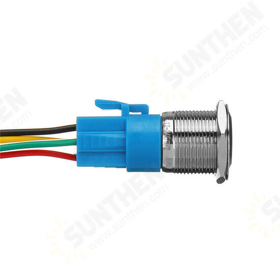 19mm 5Pin Metal Self-locking Switch 3V Red LED ON-OFF Push Button Switch With Wire Waterproof