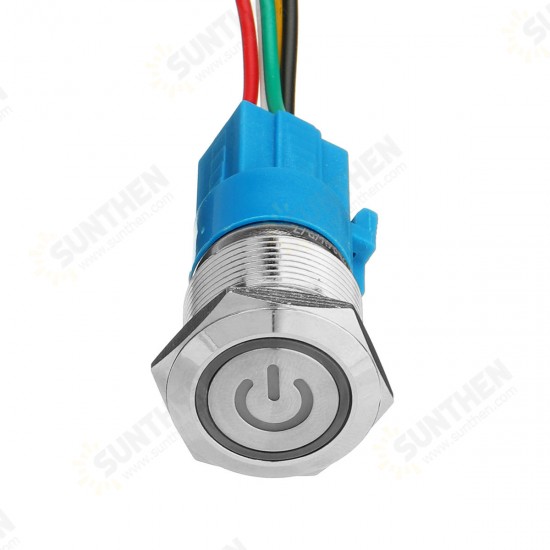 19mm Metal Waterproof 12/24V 5Pin ON-OFF Push Button Switch LED Power Switch