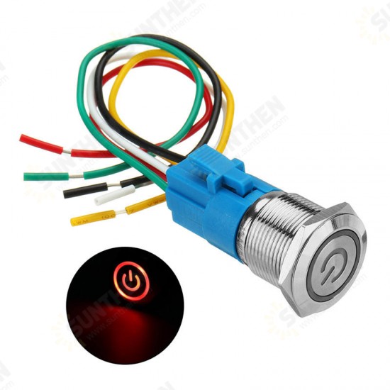 19mm Metal Waterproof 12/24V 5Pin ON-OFF Push Button Switch LED Power Switch 19mm Metal Waterproof 12/24V 5Pin ON-OFF Push Button Switch LED Power Switch