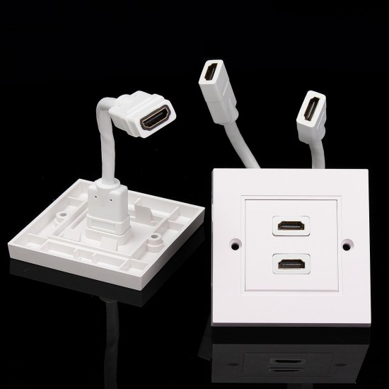 2 Port Wall Plates Dual Outlet Wall Plate Socket for Theater DVD Cable