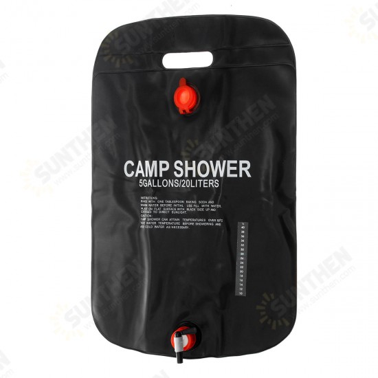 20L Solar Shower Bag Heating Camping Shower Bathing Bag Temperature Indicator