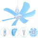 220V 7W Portable 6 Blades Mini Ceiling Fan with White ABS Blades Power Plug Switch Energy Saving Fan