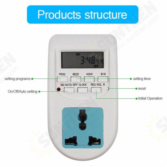 220V LCD Digital Timer Socket Timing Outlet Switch Digital Timer Switch Multifunctional EU Plug