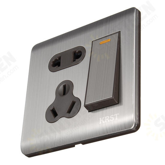 250V 10A 1 Gang 2 Ways 5 Holes Wall Switch Socket with Screws 250V 10A 1 Gang 2 Ways 5 Holes Wall Switch Socket with Screws