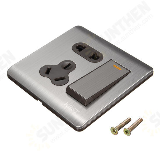 250V 10A 1 Gang 2 Ways 5 Holes Wall Switch Socket with Screws 250V 10A 1 Gang 2 Ways 5 Holes Wall Switch Socket with Screws