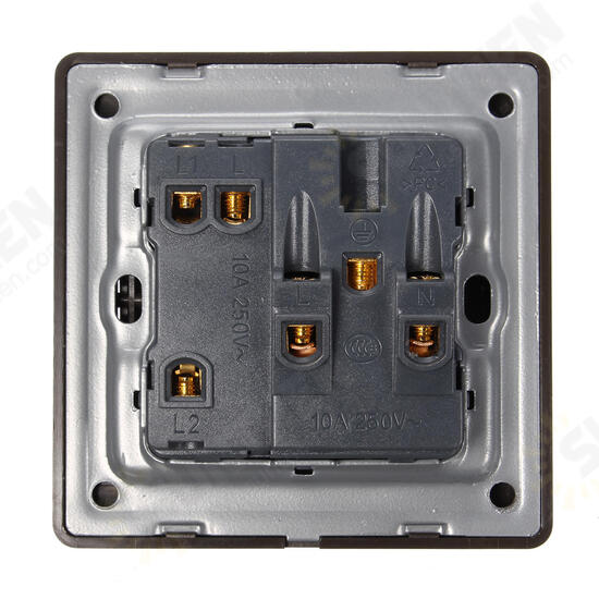 250V 10A 1 Gang 2 Ways 5 Holes Wall Switch Socket with Screws