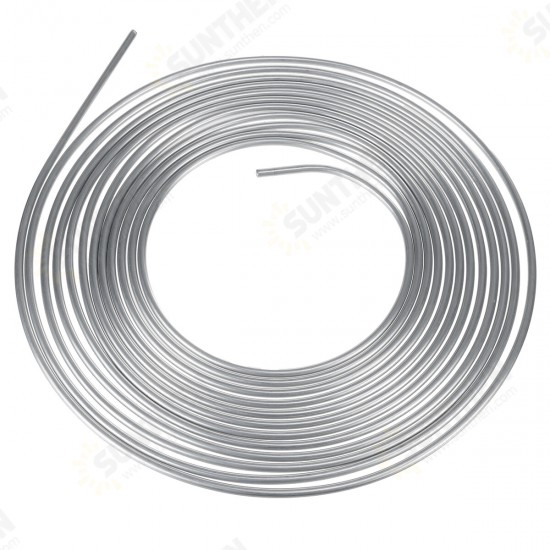 25ft Brake Pipe Copper Line 3/8'' OD Steel Zinc Silver Brake Line Fuel Tubing Kit