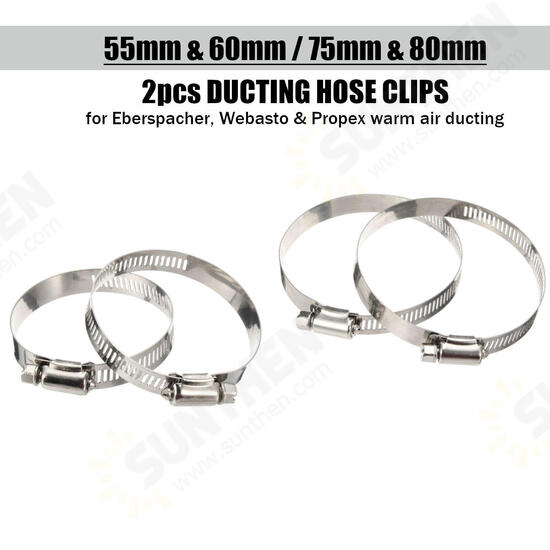 2Pcs 60MM/75MM/80MM Warm Air Ducting Hose Clamp Clip for Eberspacher Webasto Propex 2Pcs 60MM/75MM/80MM Warm Air Ducting Hose Clamp Clip for Eberspacher Webasto Propex