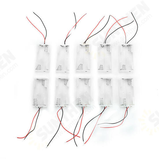 2X 1.5V AA Battery Holder Case Enclosed Box With Wires 10pcs