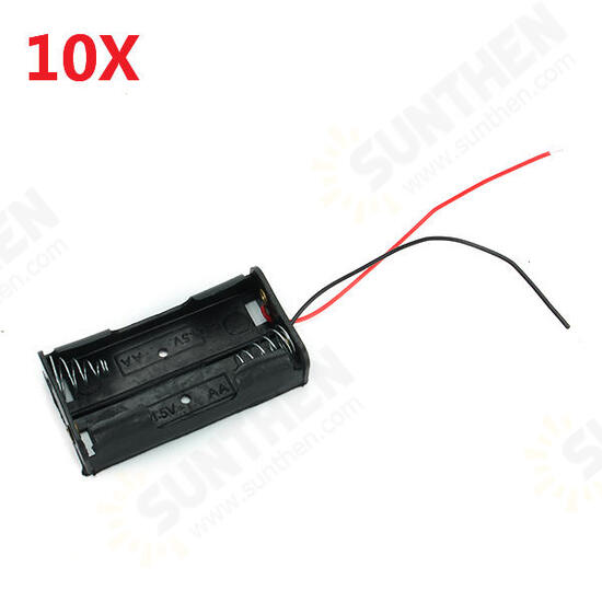 2X 1.5V AA Battery Holder Case Enclosed Box With Wires 10pcs 2X 1.5V AA Battery Holder Case Enclosed Box With Wires 10pcs
