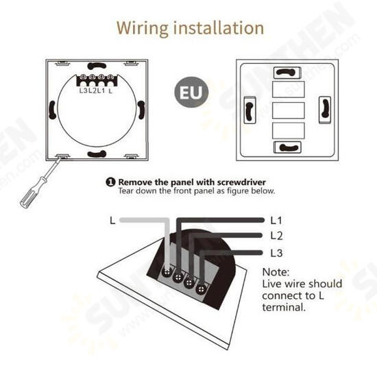 3 Gang 2 Way Glas Touchscreen Lichtschalter Intelligent Remote Control Switch 3 Gang 2 Way Glas Touchscreen Lichtschalter Intelligent Remote Control Switch