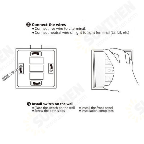 3 Gang 2 Way Glas Touchscreen Lichtschalter Intelligent Remote Control Switch 3 Gang 2 Way Glas Touchscreen Lichtschalter Intelligent Remote Control Switch