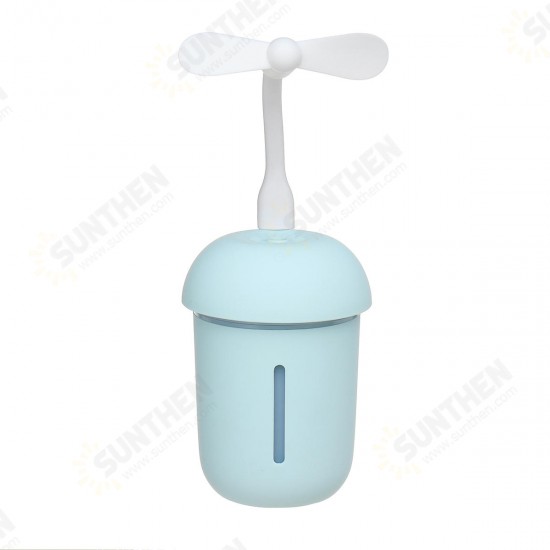 3 IN 1 DC 5V 200ml Mushroom Humidifier USB Recharge LED Light Fan Air Mist Purifier