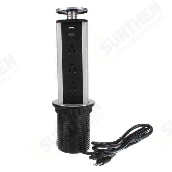3 Plug 2 USB Pull Pop Up Socket Power Strip Kitchen Office Desk 2M Extension 3 Plug 2 USB Pull Pop Up Socket Power Strip Kitchen Office Desk 2M Extension