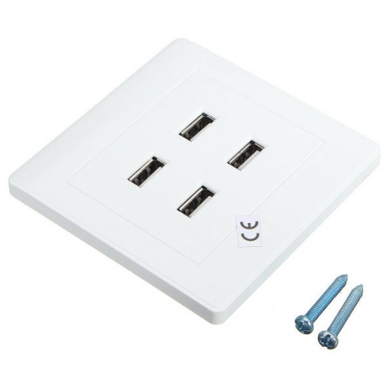 3.1A AC Power Wall Receptacle Socket Plate Charger Outlet Panel with 4 USB Port