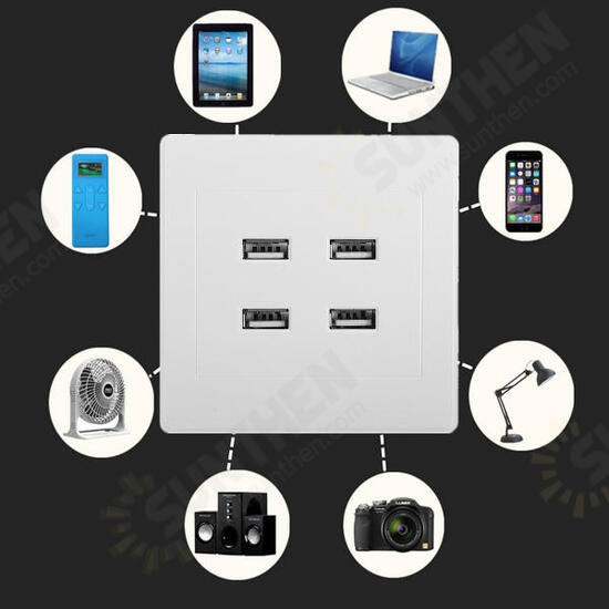 3.1A AC Power Wall Receptacle Socket Plate Charger Outlet Panel with 4 USB Port