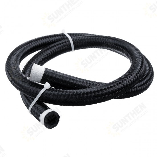 3FT AN4/AN6/AN8/AN10 Car Fuel Hose Oil Gas Line Nylon Stainless Steel Braided Black