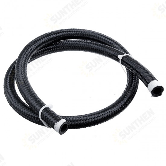 3FT AN4/AN6/AN8/AN10 Car Fuel Hose Oil Gas Line Nylon Stainless Steel Braided Black