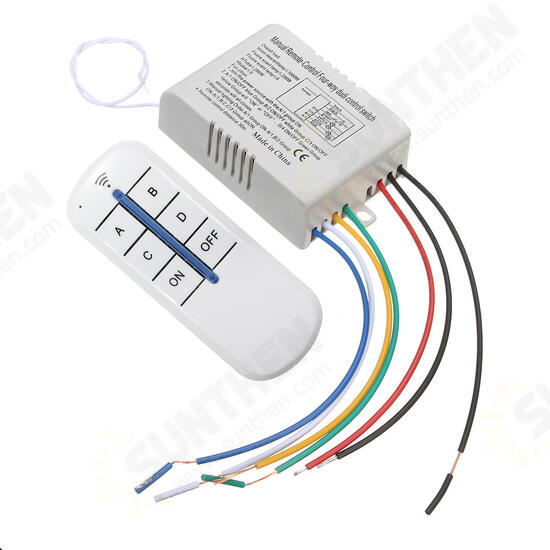 4 Channel Wireless Wall Lamp Switch Splitter Remote Control Receiver Transmitter 4 Channel Wireless Wall Lamp Switch Splitter Remote Control Receiver Transmitter