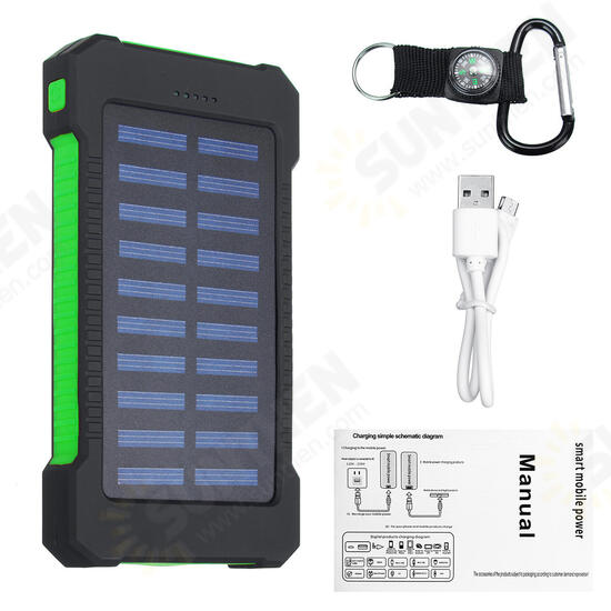 4000mah Intelligent Solar Panel Charger Solar Power Bank LED 2 USB Battery Charger Waterproof