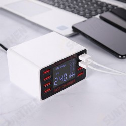 40W Smart 8-Port USB Adapter Desktop Phone Charging LCD Display Fast Charger 40W Smart 8-Port USB Adapter Desktop Phone Charging LCD Display Fast Charger