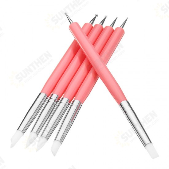 5 X 2 Way Ball Styluses Dotting Tools Silicone Color Shaper Brushes Pen for Polymer Clay Pottery