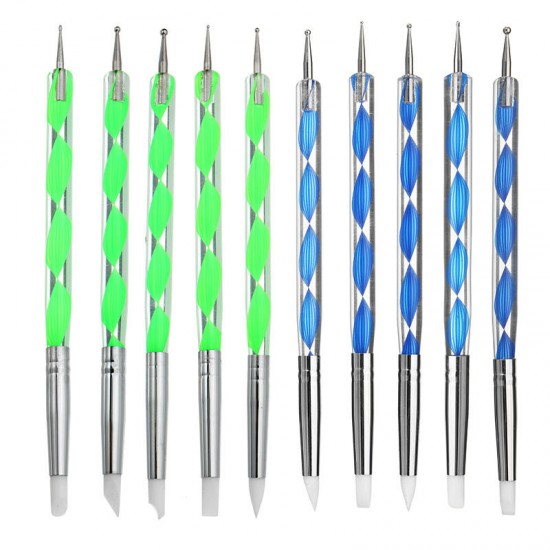 5 X 2 Way Ball Styluses Dotting Tools Silicone Color Shaper Brushes Pen for Polymer Clay Pottery